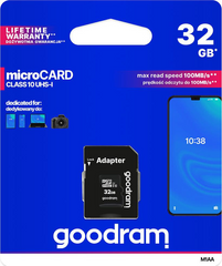 Карта пам'яті 32GB GoodRAM MicroSDHC Class 10+SD adapter M1AA-0320R12 фото