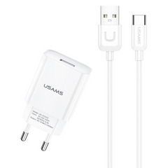 МЗП Usams T21 Charger kit T18 1xUSB EU charger + Type C cable White (T21OCTC01) T21OCTC01 фото