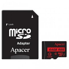 Карта пам'яті 64GB Apacer microSDXC UHS-I U1 R85MB/s + SD adapter AP64GMCSX10U5-R фото