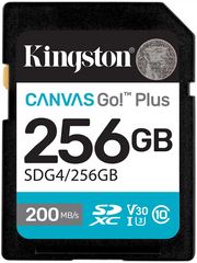 Карта пам'яті 256GB Kingston Canvas Go! Plus SDXC (UHS-1 U3) class 10 A2 V30 (R200MB/s) 124806      фото
