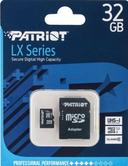 Карта пам'яті 32GB Patriot LX Series microSDHC Class 10 + SD adapter 122214      фото