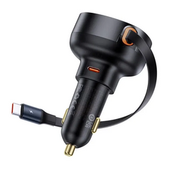 АЗП Baseus Enjoyment Pro Car Charger Type-C + Retractable Type-C Cable 60W Black (C00057802111-01) 124371      фото