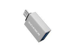 Перехідник OTG USB - Micro USB Borofone BV2 Silver 120769      фото